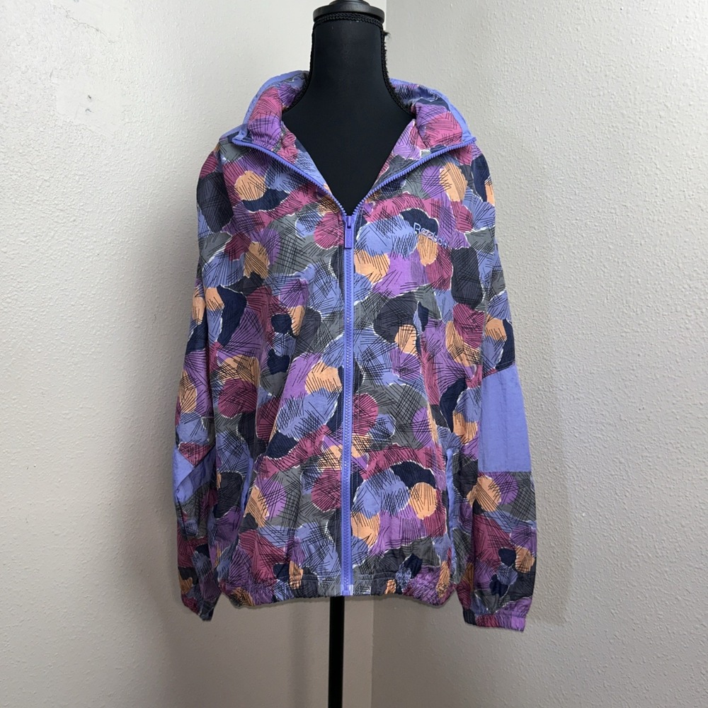 Vintage 90s Reebok Windbreaker Track‎ Suit Jacket Pants Women's M/L Multicolor